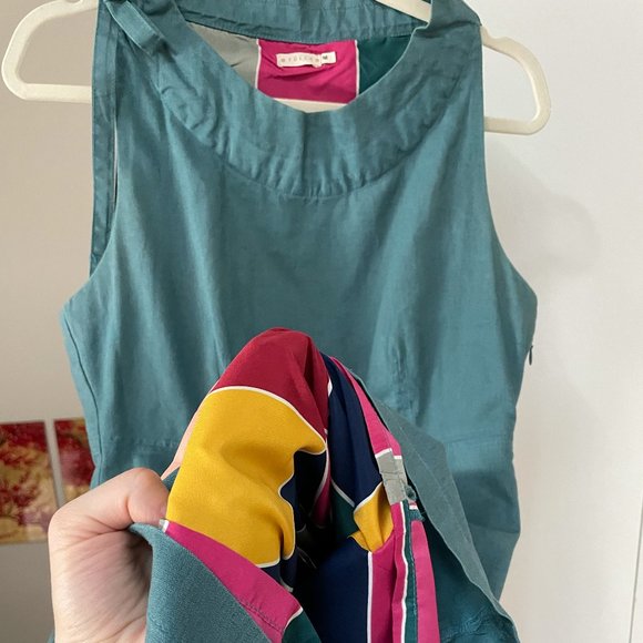 Teal sundress with colorful lining - Picture 4 of 4
